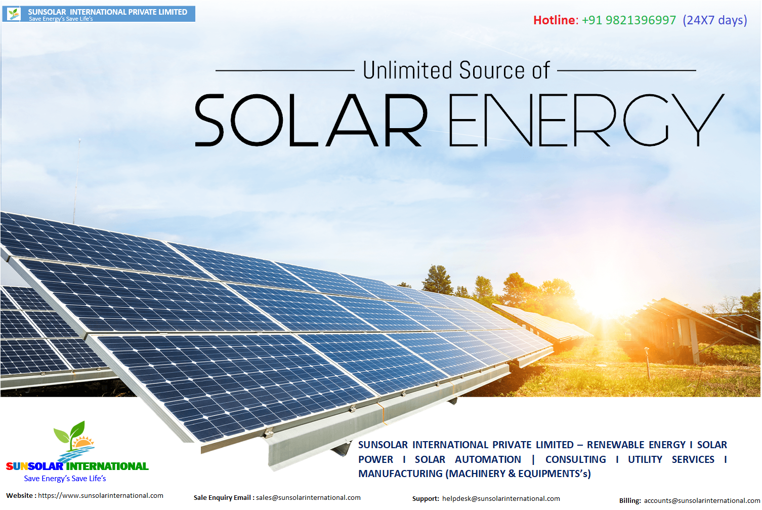 Sunsolar International deliver “EPC  , Renewable Energy  , & EPC  Solar rooftop” EPC Solution “World’s # 1 EPC for Small , Mid-Size & Large Solar 